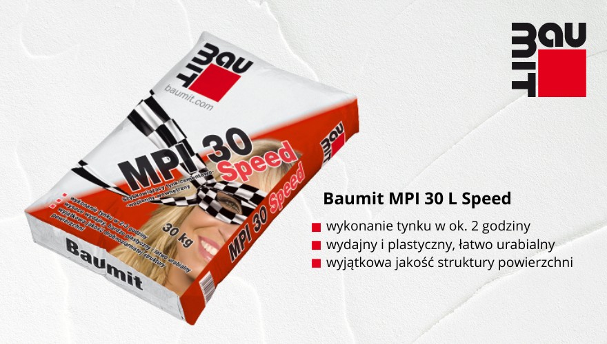 Pierwszy na polskim rynku szybkowiążący tynk cementowo-wapienny. Fot. Baumit