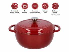 Garnek żeliwny emaliowany burgundy 5,8 L BROWIN
