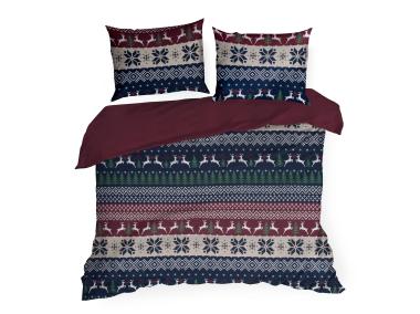 Zdjęcie: Komplet pościeli bawełnianej z nadrukiem świątecznym Skandy 160x200 cm, 70x80 cm - 2 szt. EUROFIRANY
