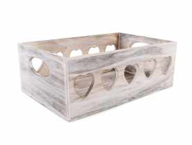 Skrzynka drewniana z wyciętymi sercami 28x18x10 cm TIN TOURS