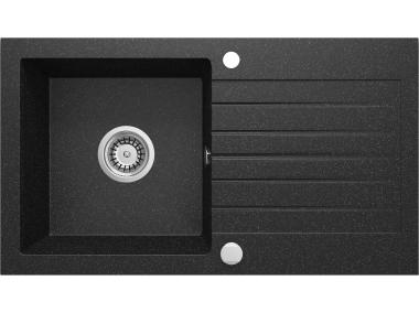 Zdjęcie: Zlewozmywak Zorba grafitowy granit 1K Z/O 760x440x160, 3,5", space saver DEANTE