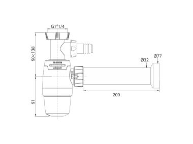 Zdjęcie: Syfon do umywalki bez spustu Neo Air z napowietrzaniem z wyjściem do pralki/zmywarki WIRQUIN