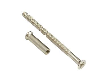 Zdjęcie: Śruba i nakrętka do klamki M4x80 mm łamana nikiel, 2 sztuki METRO