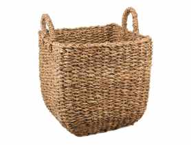 Koszyk kwadratowy z trawy morskiej z uchwytami 32x32x30/37 cm TIN TOURS