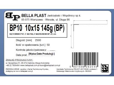Zdjęcie: Kątownik prosty z siatką BP10 L250 25 cm BELLA PLAST
