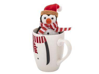 Zdjęcie: Zimowy kubek baryłka 340 ml z maskotką pingwinek ALTOM DESIGN