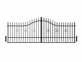 Brama dwuskrzydłowa Iga 4,00 m, 1,20-1,50 m, ocynk+ RAL9005 z automatem POLBRAM