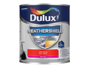 Zdjęcie: Emalia do drewna, metalu i PCV Weathershield 0,7 L czerwony RAL 3000 DULUX