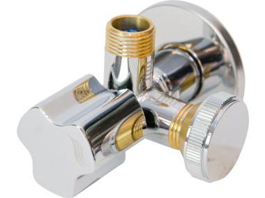 Zdjęcie: Zawór kątowy bis 1/2"x 3/4"x 3/8" DURO