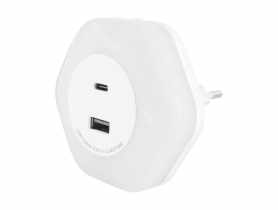 Lampka wtykowa LED Ozil 0,3 W USB A+C NW barwa neutralna biała STRUHM