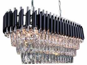 Lampa wisząca Toledo 8-punktowa 80 cm czarno-chromowa ELEM