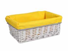 Szuflada wiklinowa z żółtym materiałem 32x20x12 cm szara TIN TOURS