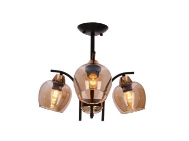 Zdjęcie: Lampa wisząca Merra 3X40 W E27 czarny bursztynowy CANDELLUX