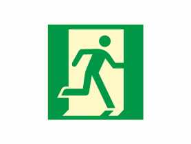 Oznaczenie "Drzwi ewakuacyjne w prawo" 15x15 cm METRO