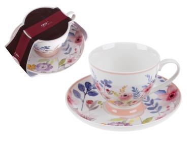 Zdjęcie: Filiżanka i spodek Florence 200 ml z porcelany New Bone wz. 3 RAVI DECOR