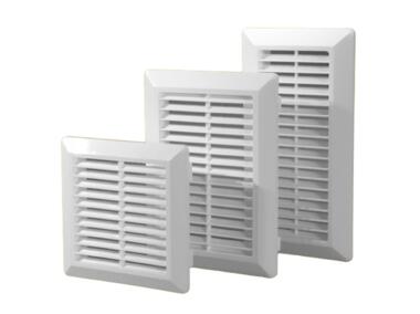 Zdjęcie: Kratka wentylacyjna skośna z siatką 14x14 cm rozmiar 150x155 mm biały PRZYBYSZ
