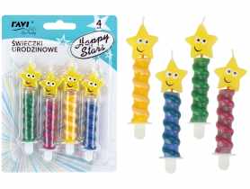 Świeczki urodzinowe 4 sztuki Happy Stars DECOR
