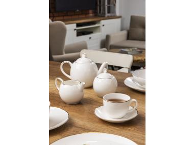 Zdjęcie: Cukiernica 380 ml porcelana kremowa w opasce new Bella złota linia ALTOMDESIGN