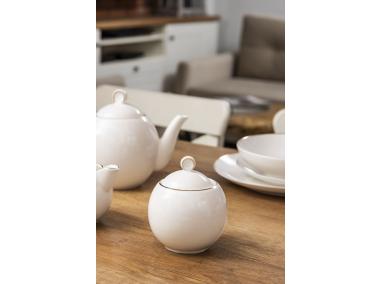 Zdjęcie: Cukiernica 380 ml porcelana kremowa w opasce new Bella złota linia ALTOMDESIGN