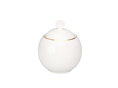 Zdjęcie: Cukiernica 380 ml porcelana kremowa w opasce new Bella złota linia ALTOMDESIGN