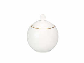 Cukiernica 380 ml porcelana kremowa w opasce new Bella złota linia ALTOMDESIGN