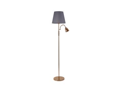 Zdjęcie: Lampa podłogowa Artemis plus, złota podstawa, szary abażur ADRILUX