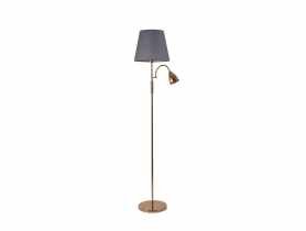 Lampa podłogowa Artemis plus, złota podstawa, szary abażur ADRILUX