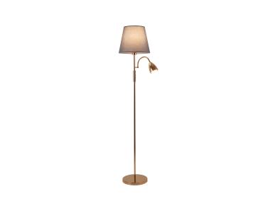 Zdjęcie: Lampa podłogowa Artemis plus, złota podstawa, szary abażur ADRILUX
