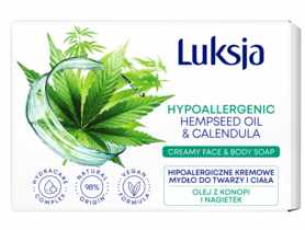 Mydło w kostce do twarzy, rąk i ciała olej z konopi i nagietek 0,1 kg hipoalergiczne LUKSJA