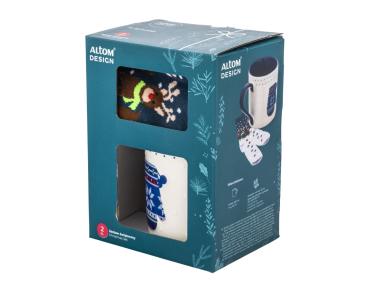 Zdjęcie: Zestaw kubek świąteczny 500 ml granatowy ze skarpetkami ALTOM DESIGN