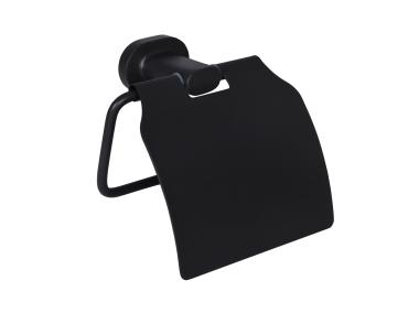 Zdjęcie: Uchwyt na papier toaletowy Go z klapką czarny mat BISK
