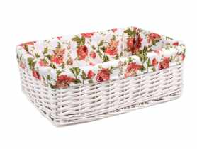 Szuflada wiklinowa z materiałem w róże 48x31x17 cm TIN TOURS
