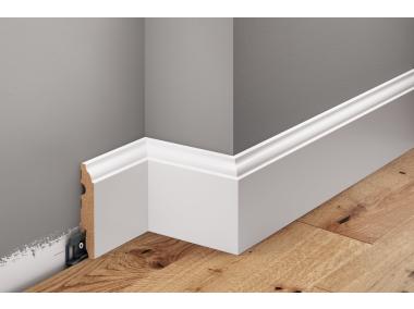 Zdjęcie: Listwa przypodłogowa MDF Biały RAL 9003 okleina półmat 5,8x1,4 cm kwadrat 220 cm CEZAR