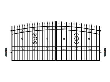 Zdjęcie: Brama dwuskrzydłowa Milena 4,00 m, 1,55-1,75 m, stal ocynk+RAL9005 z automatem POLBRAM
