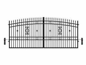 Brama dwuskrzydłowa Milena 4,00 m, 1,55-1,75 m, stal ocynk+RAL9005 z automatem POLBRAM