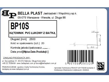 Zdjęcie: Kątownik łukowy z siatką BP10S L250 20 cm BELLA PLAST