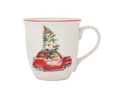 Zdjęcie: Kubek baryłka duża z rantem 630 ml dekoracja czerwony świąteczny samochód ALTOM DESIGN