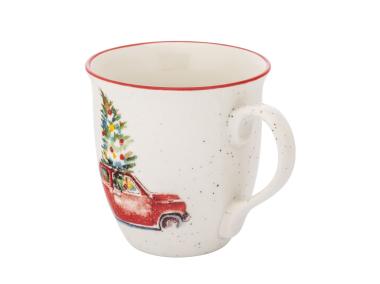 Zdjęcie: Kubek baryłka duża z rantem 630 ml dekoracja czerwony świąteczny samochód ALTOM DESIGN