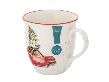 Zdjęcie: Kubek baryłka duża z rantem 630 ml dekoracja czerwony świąteczny samochód ALTOM DESIGN