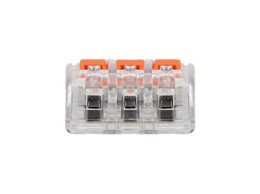 Zdjęcie: Złączka instalacyjna zaciskowa 3-przewodowa na dowolny przewód 0,2-4mm2; IEC 450V/32A; 100 szt. ORNO