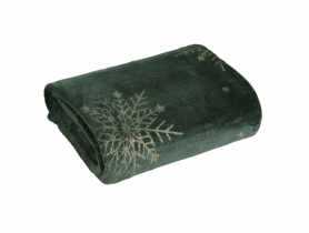 Koc świąrteczny typu Flano 150x200 cm ciemnozielono-złoty EUROFIRANY