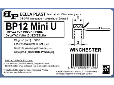 Zdjęcie: Listwa PVC BP12 Mini U L300 6/3 winchester, tynkarska z uszczelką BELLA PLAST