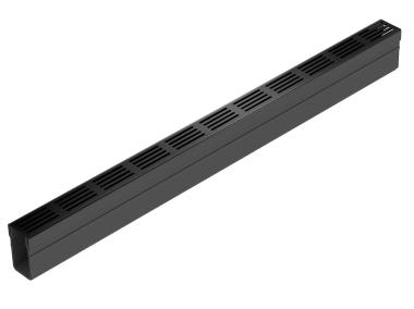 Zdjęcie: Kanał Slimline z PVC 1 m z rusztem aluminiowym czarny ACO