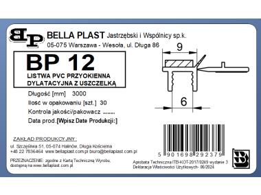 Zdjęcie: Listwa PVC BP12 L300 9/6 biały, przyokienna, dylatacyjna, tynkarska z uszczelką BELLA PLAST