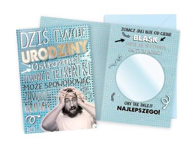 Zdjęcie: Karnet DK-958 Urodziny - męskie, lusterko KUKARTKA