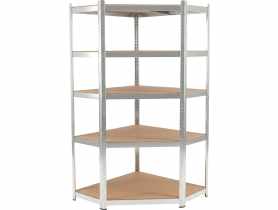 Regał metalowy wciskany narożny, 5 półek, 180x90x90x40, 175 kg, ocynk PROFIX