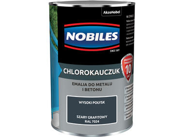 Zdjęcie: Emalia do metalu i betonu Chlorokauczuk szary grafitowy wysoki połysk 0,9 L NOBILES