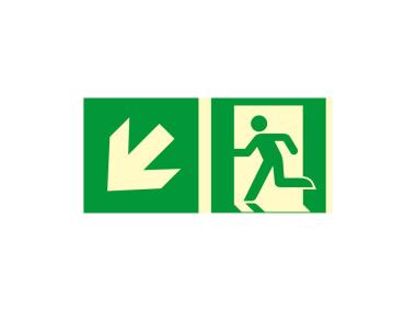 Zdjęcie: Oznaczenie "Kierunek do wyjścia drogi ewakuacyjnej schodami w dół w lewo" 15x30 cm METRO