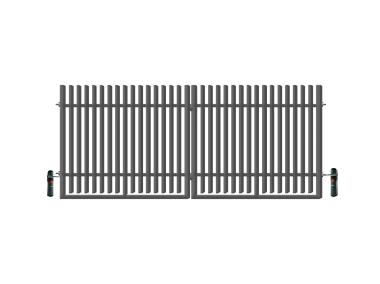 Zdjęcie: Brama dwuskrzydłowa Anika 3,50 m, 1,50 m z automatem, stal ocynk+RAL7016 struktura POLBRAM