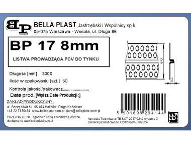 Zdjęcie: Listwa prowadząca PVC L300 8 mm biała BELLA PLAST